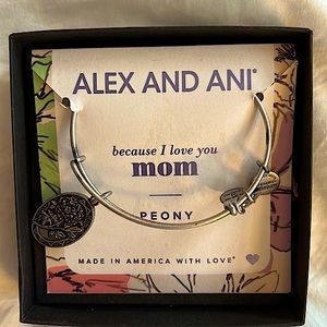 Alex and Ani Mom bracelet with peony charm. Mothers Day, New Mom gift, l…
